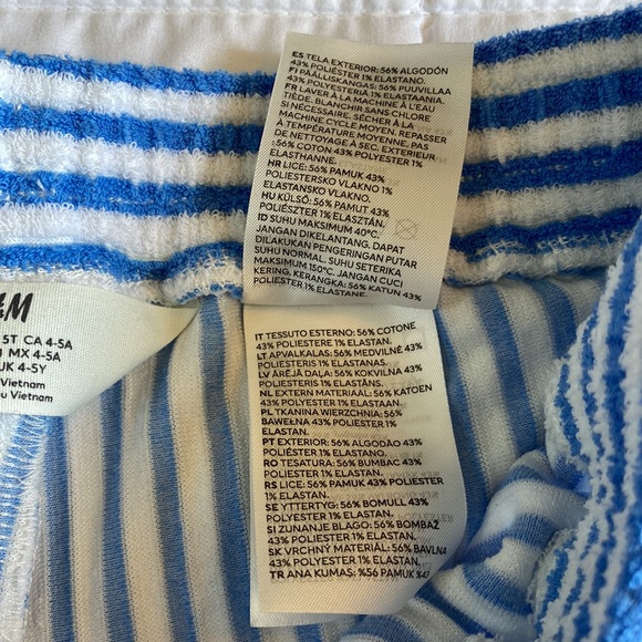 H&M Kids Toddler 5T Terry Cloth Shorts Blue Pull On Elastic Waist Drawstring - Picture 3 of 9